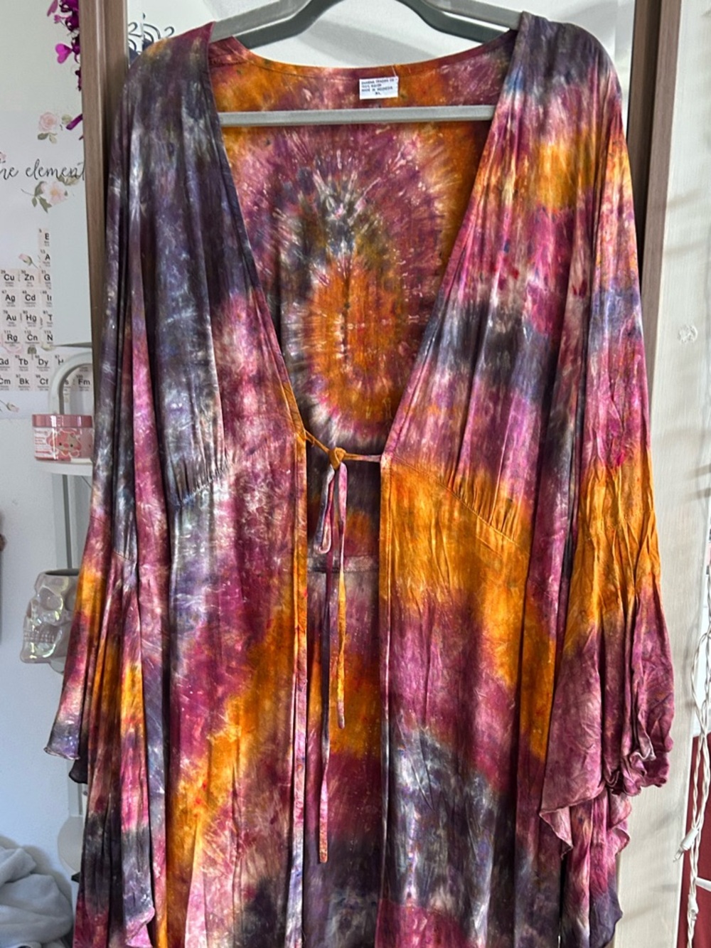 Unique Tie-Dye Kimono Cardigan in Orange & Purple!